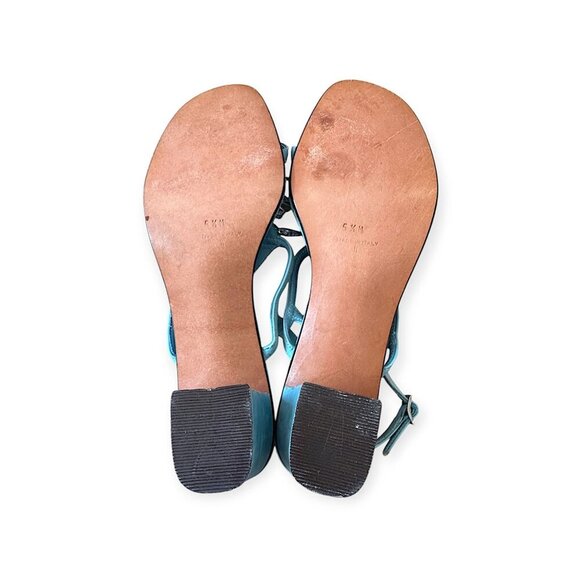Vintage 60s Amalfi by Rangoni Beaded Mod Heel Sandals 5.5M – Blue, Made in Italy - Picture 10 of 15